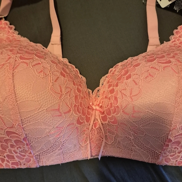 La Vie en Rose Pink Lace Full Coverage Bra | Size 38D | New with Tags - Picture 3 of 6